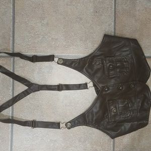 Brown faux leather vest